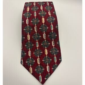 Countess Mara Maroon Geometric Men's Tie All Silk Hand Tailored Necktie